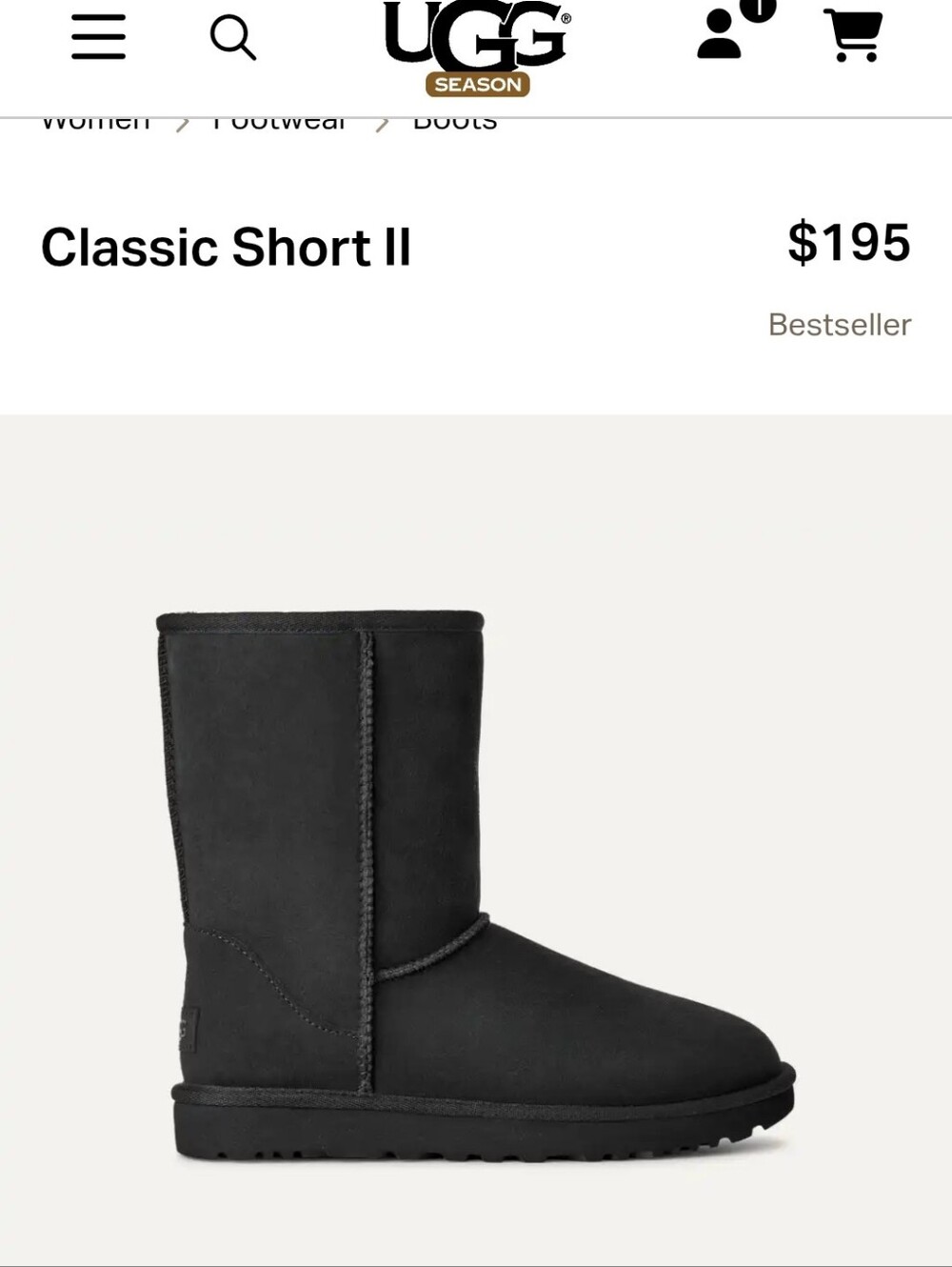 UGG Classic Short II Black Suede Ankle Boots